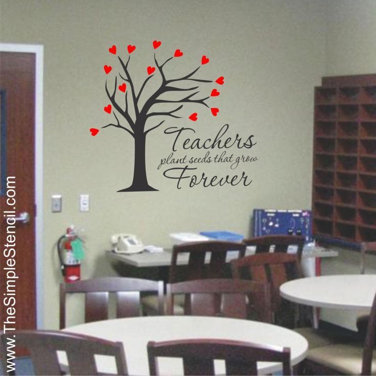 a wall decal with the words teachers and hearts on it