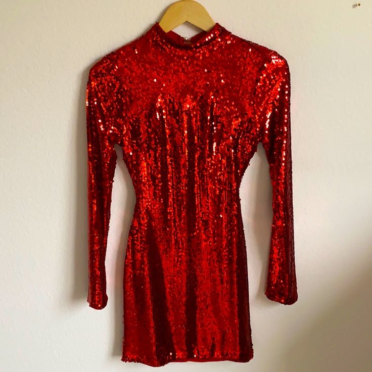 Super Fun And Sexy Red Dress Perfect For A Special Occasion. Never Worn With Original Tags. Bought For Myself But Sadly Didn’t Fit So I Know Someone Will Be Able To Rock This :) Also Includes Extra Pearl Hook Backless Sweater, Open Back Dress, Red Sequin, Open Back Dresses, Stretchy Dress, Dresses Backless, Chinese Dress, Festival Dress, Back Dress