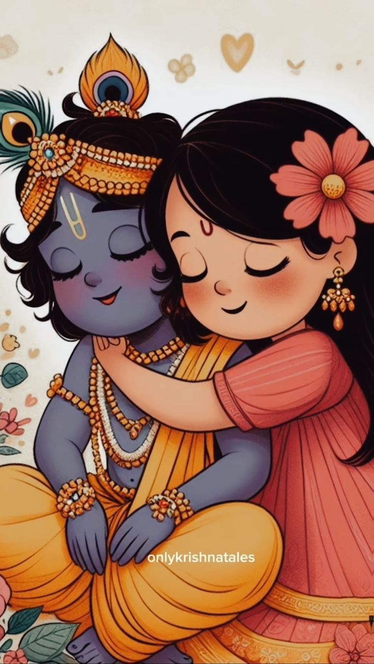 Radha Ashtami Drawing, Krishna And Radha Illustration, Radha Cute Drawing, Radhe Shyam Wallpaper, Radha Krishna Canvas Painting Ideas, Easy Pichwai Paintings, Cute Radha Krishna Wallpaper, Radha Krishna Cute Drawings, Radha Ji Drawing