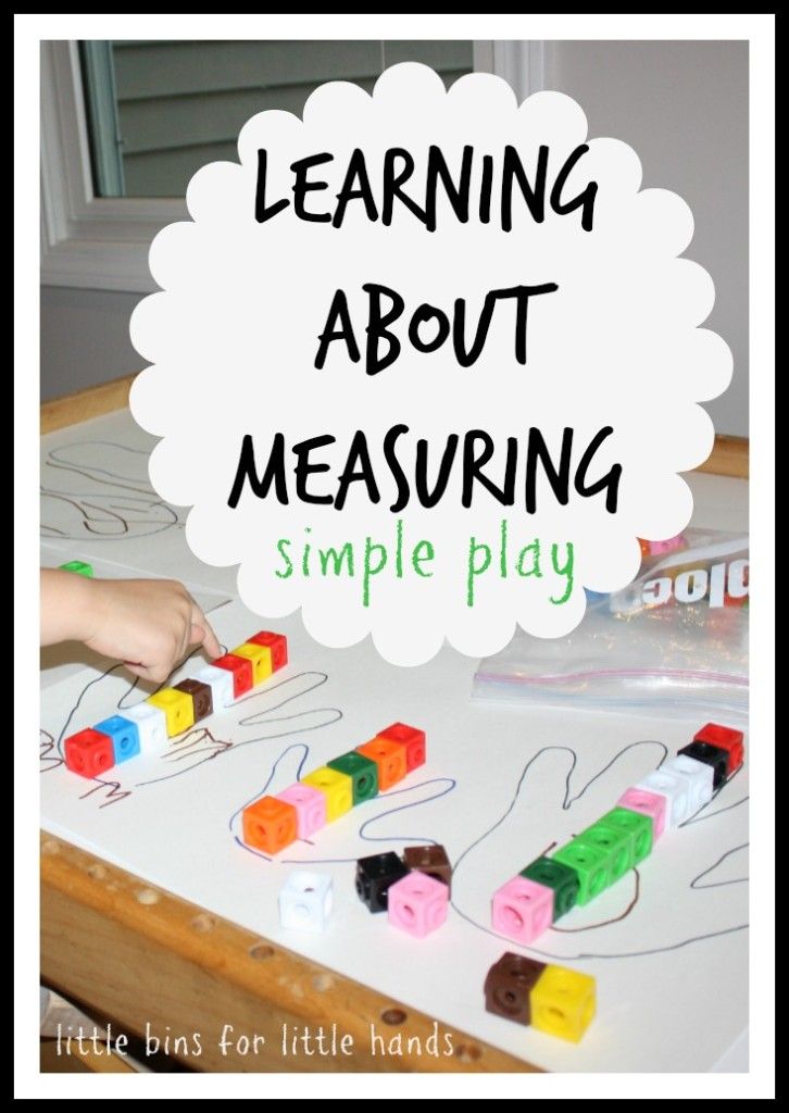 a child is playing with legos on the table and has text that reads learning about measuring