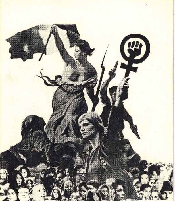 an old black and white photo of women holding flags in front of a group of people