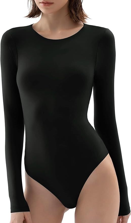 Amazon.com: PUMIEY Bodysuits For Women Long Sleeve Tops Jet Black Medium : Clothing, Shoes & Jewelry Long Slip Dress, High Neck Bodysuit, Body Suits, Long Slip, Body Top, Shapewear Bodysuit, High Neck Sleeveless, Style Winter, Prime Day