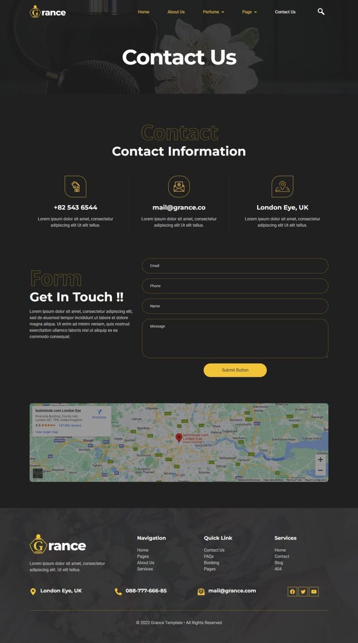 the landing page for contact us, which is designed to look like it has been placed on