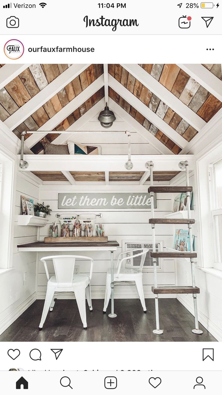 the instagram page on instagram com shows an image of a small room with two chairs and a desk