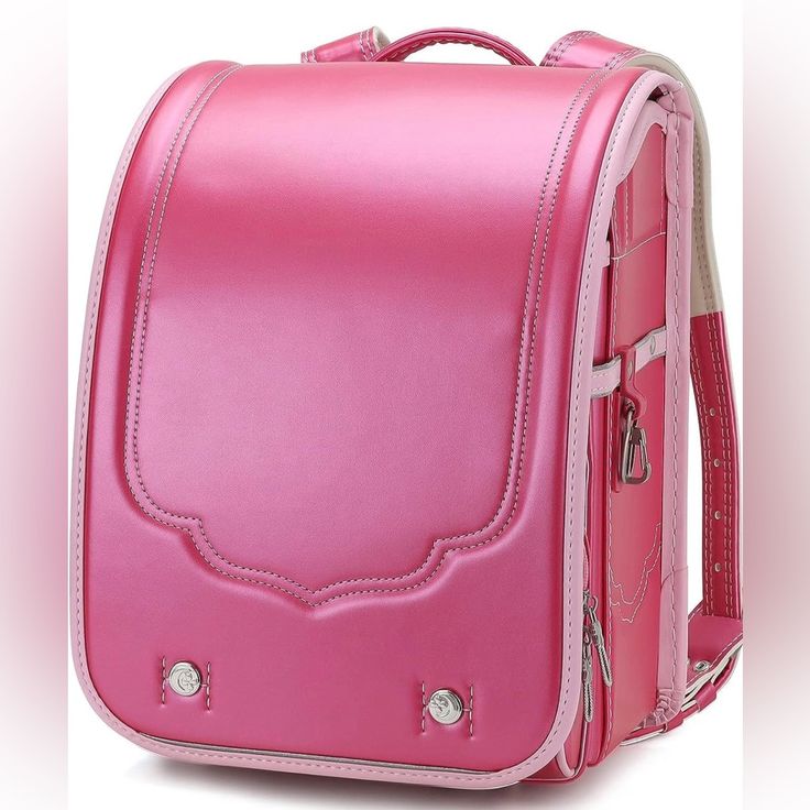 Ransel Randoseru Backpack Semi-Automatic Satchel Japanese School Bag For Girls And Boys Pu Leather Bab-Rng58 (Pink Pink Satchel With Adjustable Strap In Backpack Shape, Pink Satchel With Adjustable Strap And Backpack Shape, Pink Shoulder Bag Backpack With Adjustable Strap, Pink Rectangular Satchel For School, Pink School Satchel, Pink Satchel Backpack For Daily Use, Pink Satchel For Daily Use As Standard Backpack, Pink Satchel For Daily Use, Pink School Bag With Removable Pouch