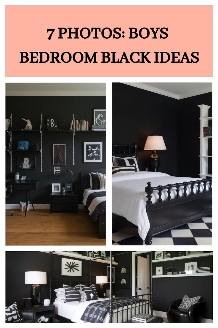 7 Photos: Boys Bedroom Black Ideas Bedroom Black Decor, Black Decor Ideas, Bedroom Attic Ideas, Boys Space Bedroom, Creative Wall Design, Boys Shared Bedroom, Black Look, Tapestry Bedroom, Boys Bedroom Decor