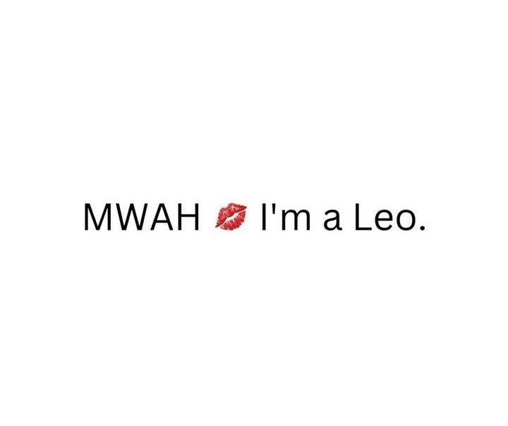 the words i'm ha leo are in black and white letters with red lipstick on them