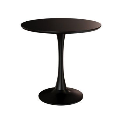 a black round table on a white background