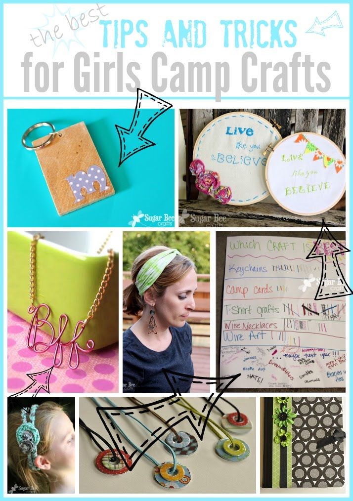 girls camp crafts are featured in this collage