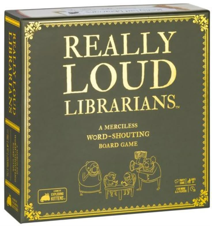 really loud librarians board game is shown in the box, with instructions on how to use it