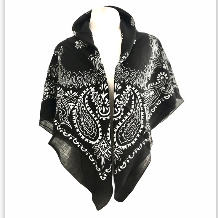 Nwt Oversized Bandana Scraf Wrap 40” X 40”. 100% Rayon. Brand New In Bag. Casual White Scarves With Bandana Print, Black Cotton Casual Scarves, Casual Black Bandana For Winter, Casual Winter Headscarf, One Size, Casual Black Cotton Scarves, Casual Winter Headscarf One Size, Casual Black Winter Bandana, Casual Black Cotton Scarf, Casual Bandana Print Headscarf, One Size