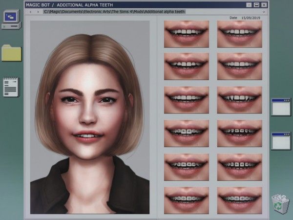 a computer screen with multiple images of teeth and braces on the front, along with an image of a smiling woman's face