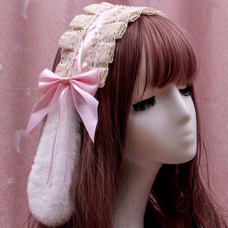 Wolf Cute, Cool Wolf, Gothic Cosplay, Pink Clothing, Lace Headband, Lace Headbands, Cute Costumes, Rabbit Ears, Headband Styles