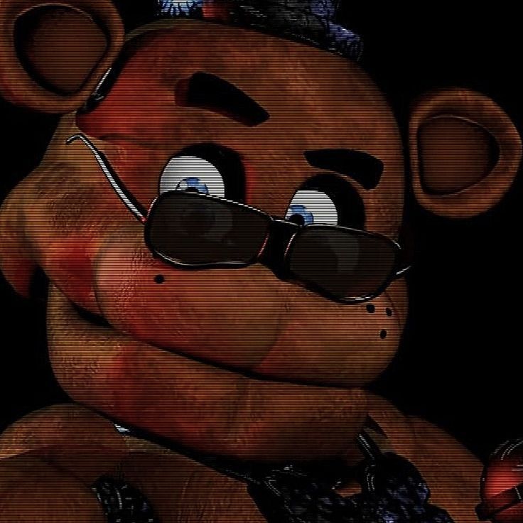 a teddy bear with sunglasses and a hat on it's head, sitting in front of a black background