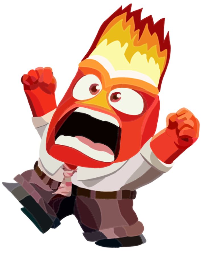 a cartoon character with his mouth open and hands in the air while wearing a red mask