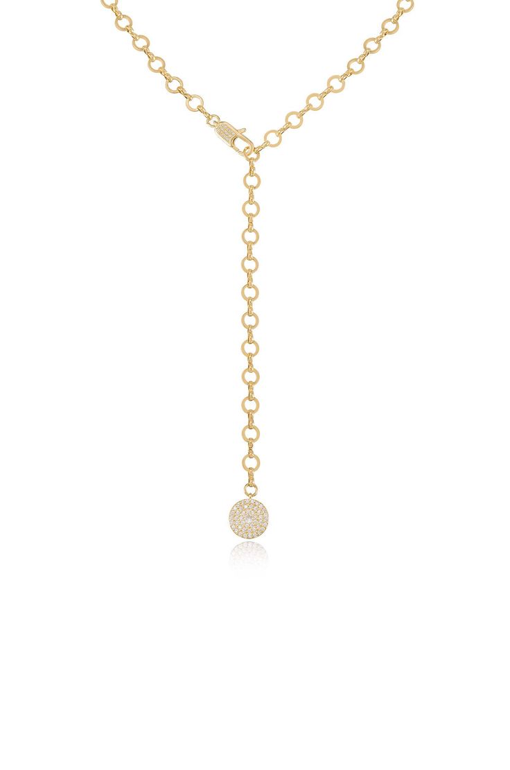 Circle Chain Adjustable Lariat Necklace Gold Plated Lariat Necklace, Tarnish Resistant, Adjustable Yellow Gold Cubic Zirconia Necklace, Gold-plated Tarnish-resistant Lariat Necklace, Yellow Gold Necklaces With Adjustable Chain And Cubic Zirconia, Gold Diamond Necklace With Adjustable Chain, Gold Plated Tarnish Resistant Lariat Necklaces, Gold Plated Tarnish Resistant Lariat Necklace, Cubic Zirconia Diamond Lariat Necklace With Adjustable Chain, Lariat Cubic Zirconia Diamond Necklace With Adjustable Chain