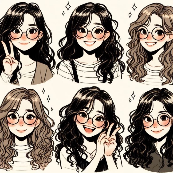 the girl with glasses is making different gestures