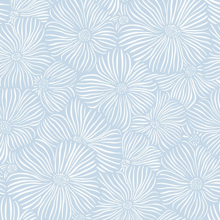 a blue and white flower pattern with many petals on the side, as well as an outline