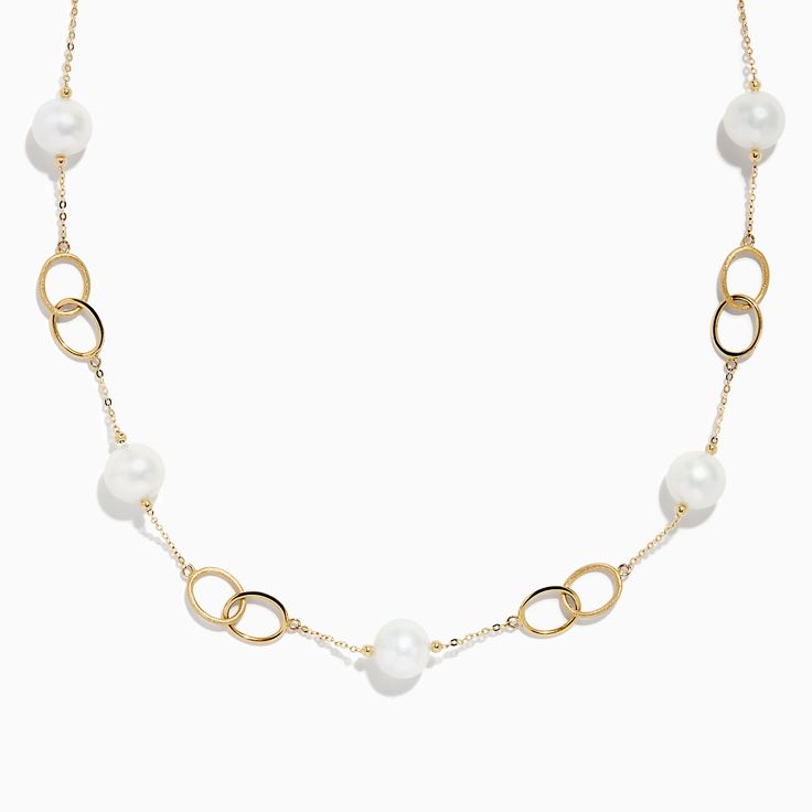 14K Yellow Gold Fresh Water Pearl Link Necklace Effy Jewelry, Yellow Stone, Fresh Water Pearl, Jewelry Stand, Link Necklace, Gold Yellow, Fresh Water, Freshwater Pearls, Dream Life