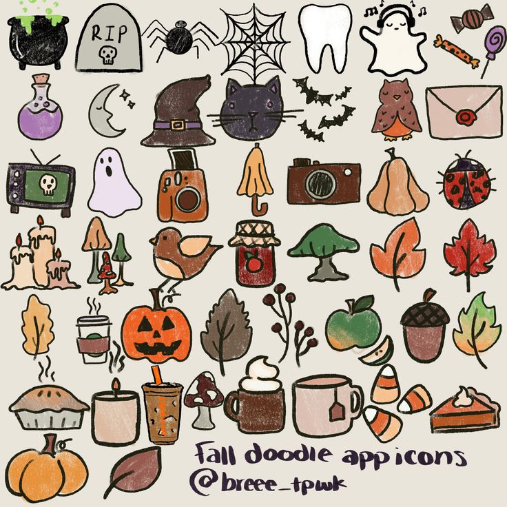 an image of halloween doodle app icons