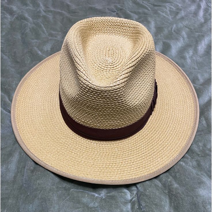 Brand New With Tags Brixton Straw Hat. Adjustable Size L (7 1/2) Dark Brown Hat Band. Beige Panama Hat With Short Brim For Outdoor, Beige Panama Hat For Outdoor With Short Brim, Beige Panama Hat For Outdoor, Beige Brimmed Panama Hat For Outdoor, Western Brown Panama Hat For Travel, Western Style Brown Panama Hat For Travel, Beige Wide Brim Panama Hat For Outdoor, Beige Toquilla Straw Fedora For Outdoor, Classic Beige Sun Hat For Outdoor