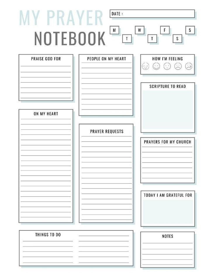 a printable prayer book with the words'my prayer notebook '