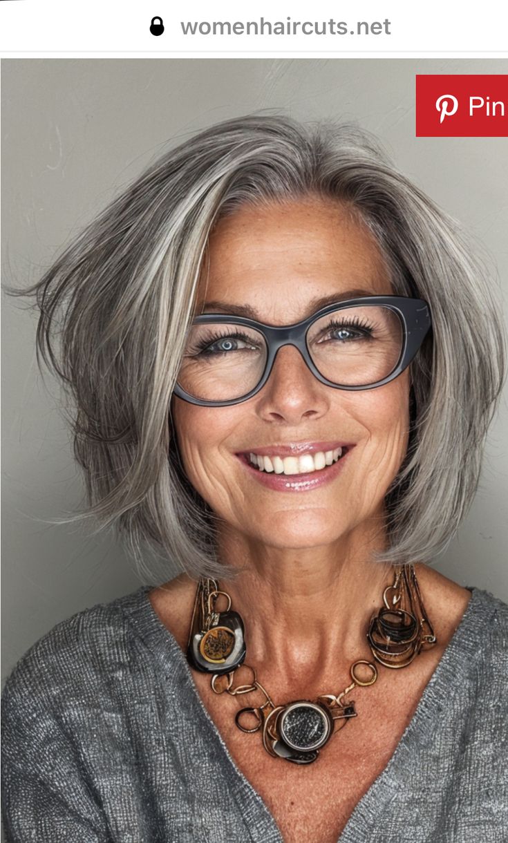 Womens Gray Hair, Womens Grey Hair, Short Haircut For Gray Hair, Hairstyles 60 And Over, Glasses And Grey Hair, Short Layered Gray Hair, Women Short Layered Haircuts, Gray Hair Glasses, Over 60 Womens Hairstyles