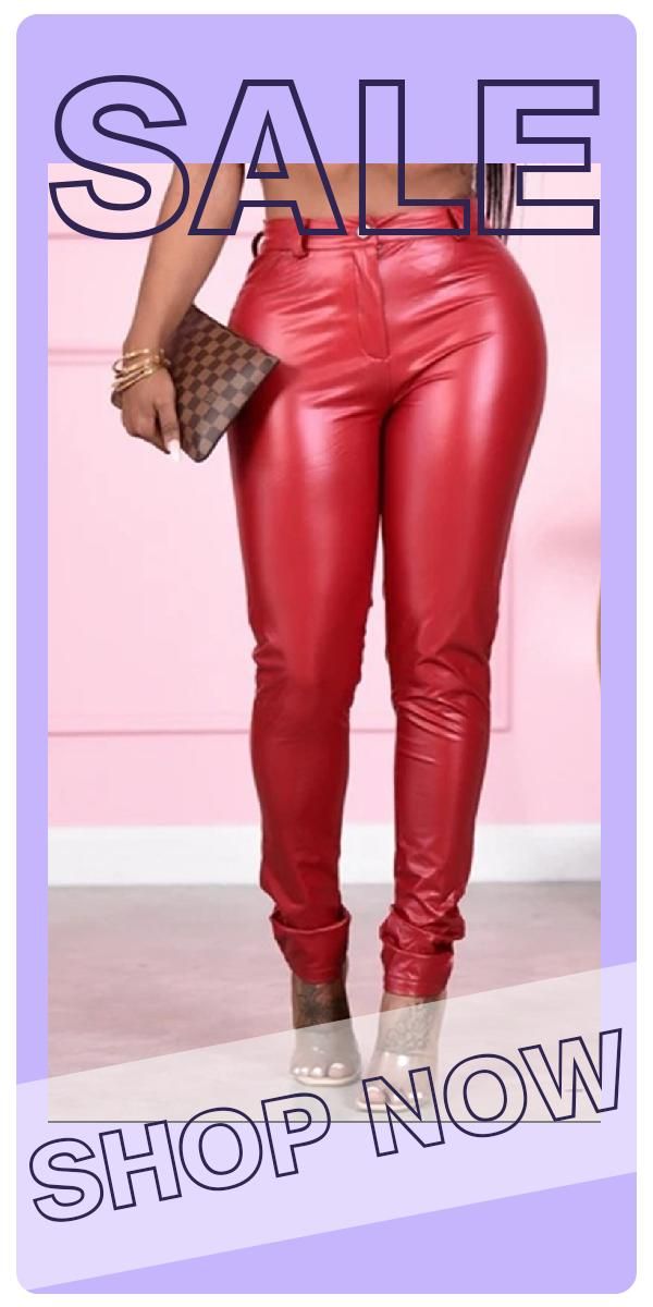 Red Fashion Casual Solid Pants Skinny Trousers Red Fashion, Fashion Casual, Buy Now, Leather Pants, Casual Fashion, Shop Now, Trousers, Pants, Red