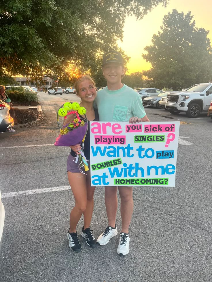 #homecoming #tennis #HOCOproposal Tennis Themed Hoco Proposal, Tennis Themed Hoco Poster, Tennis Prom Proposal, Promposal Ideas Tennis, Tennis Dance Proposals, Tennis Themed Prom Proposal, Tennis Homecoming Proposal Ideas, Dance Promposal Ideas, Tennis Hoco Signs