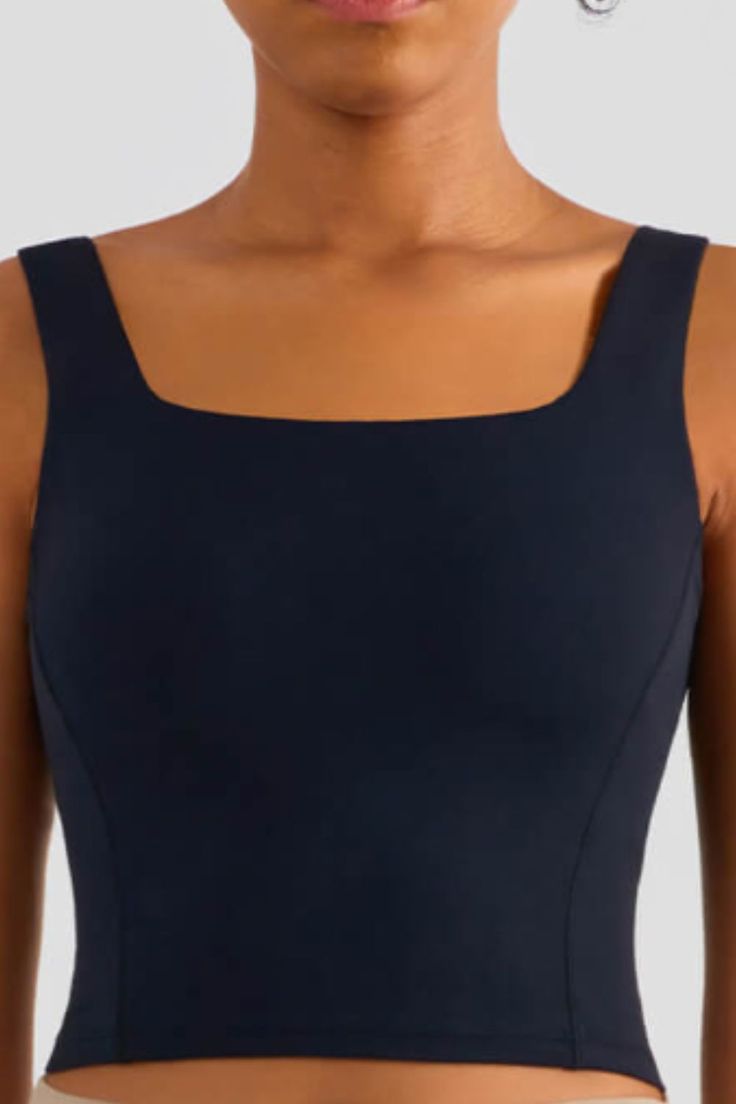 Sizing category: Regular Activity: Yoga Picture style: Studio Pattern type: Solid Features: Feel like skin Neckline: Square neck Length: Regular Sleeve length: Long sleeves Sleeve type: Sleeveless Material: 80% nylon. 20% spandex Stretch: Highly stretchy Sheer: No Body: Lined Care instructions: Hand wash cold. Do not tumble dry. Imported Product measurements: 4: upper bust 30-32 in6: upper bust 32-35 in8: upper bust 35-37 in10: upper bust 37-40 in White Two Piece Set, Halter Bodycon Dress, White Two Piece, Yoga Pictures, Yoga Style, Sport Tank, Neckline Designs, Picture Style, Comfortable Design