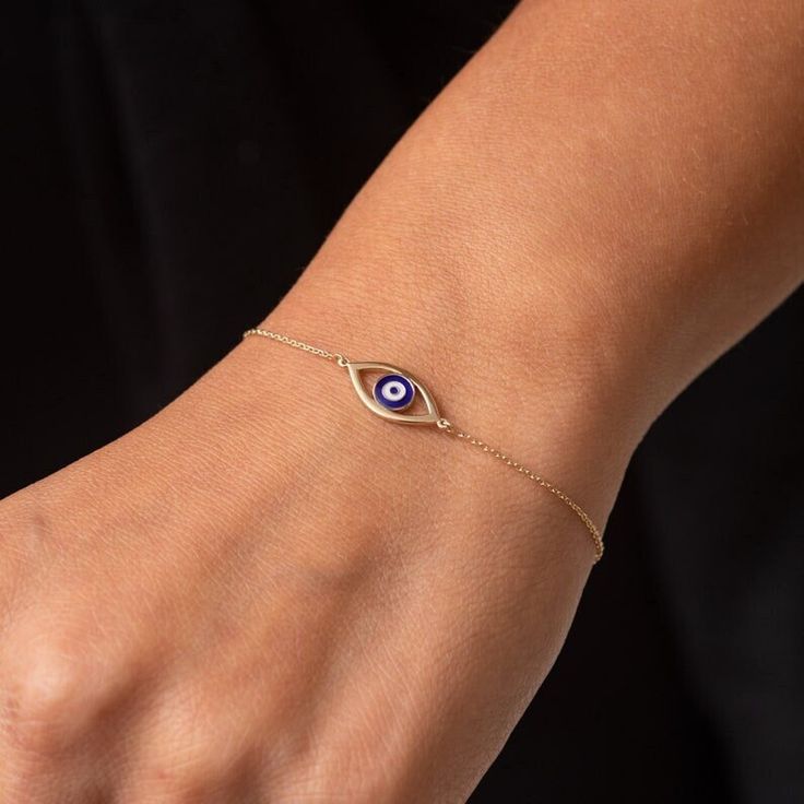 14k 18K Real Gold Enamel Evil Eye Bracelet, Dainty Navy Blue Enamel Eye Everday Bracelet is a Great Gift For Her, Blue Horus Eye Bracelet We can apply different colors of enamel according to your choice for this gold enamel horus eye bracelet. You can write it for customisation. This enamel evil eye bracelet is available with 14K gold and 18K gold options and yellow gold, white gold and rose gold colors. Material: Real gold, genuine solid gold Gold karat options: 14 karat, 18 karat Gold color op Blue Gold Bracelet For Gifts, Fine Jewelry Blue Gold Bracelet For Gift, Blue Gold Bracelet For Gift, Fine Jewelry, Blue Enamel Bracelet For Gift, Blue 14k Gold Bracelet, Blue 14k Gold Bracelet Jewelry, Blue Enamel Bracelet Jewelry, Gift Yellow Gold Enamel Bracelets, Horus Eye