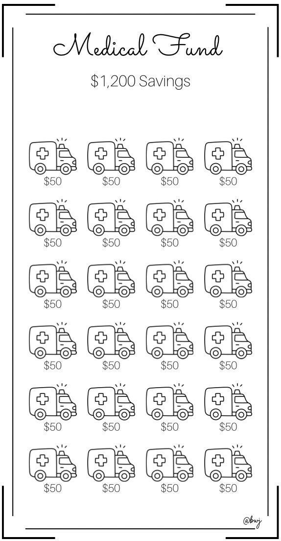 the medical fund printable worksheet is shown in black and white with an image of ambulances