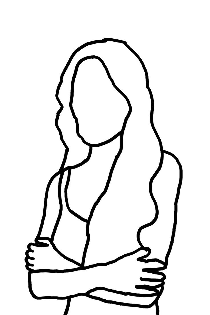 a black and white drawing of a woman with her arms crossed