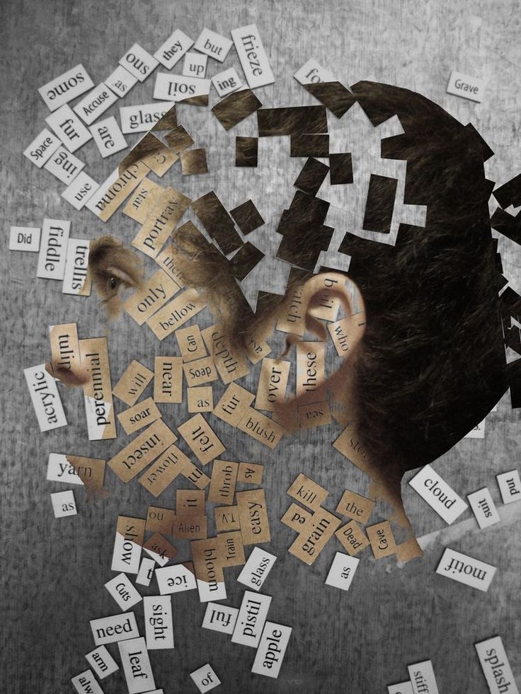 a man's head is surrounded by words that spell out the word, which are all over him