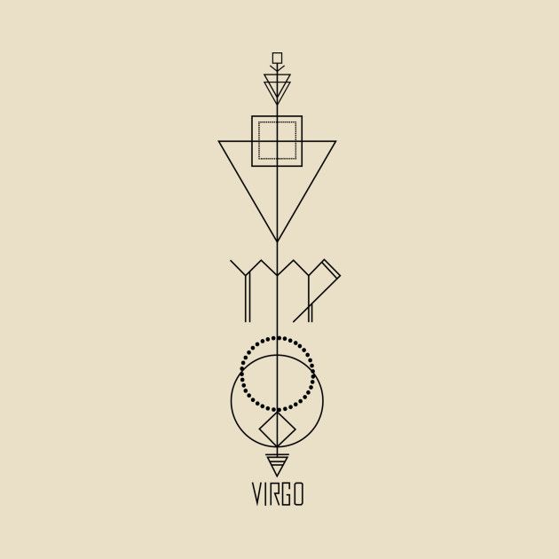 the virgo logo is shown in black and white on a beige background with an abstract design