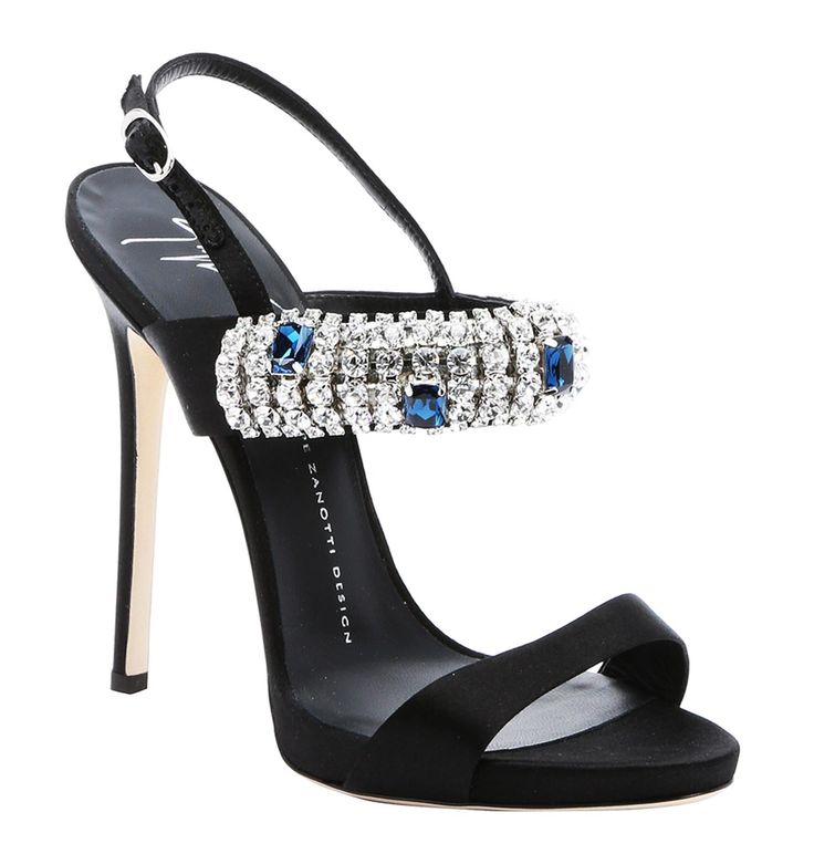 New Giuseppe Zanotti *Carine* Black Crystal Embellished Satin Sandals Designer size 38 - US 8 Crystal Embellishments at Upper, Covered High Heels, Buckle Closures at Ankle, Leather Sole. Heel Height - 5 inches. Made in Italy New with box. Retail $1,750.00 Listing code: 01201954580095958 Zanotti Heels, Black Satin Heels, Satin Sandals, Giuseppe Zanotti Heels, Satin Noir, Crystal Sandals, Zanotti Shoes, Crystal Shoes, Wrap Sandals