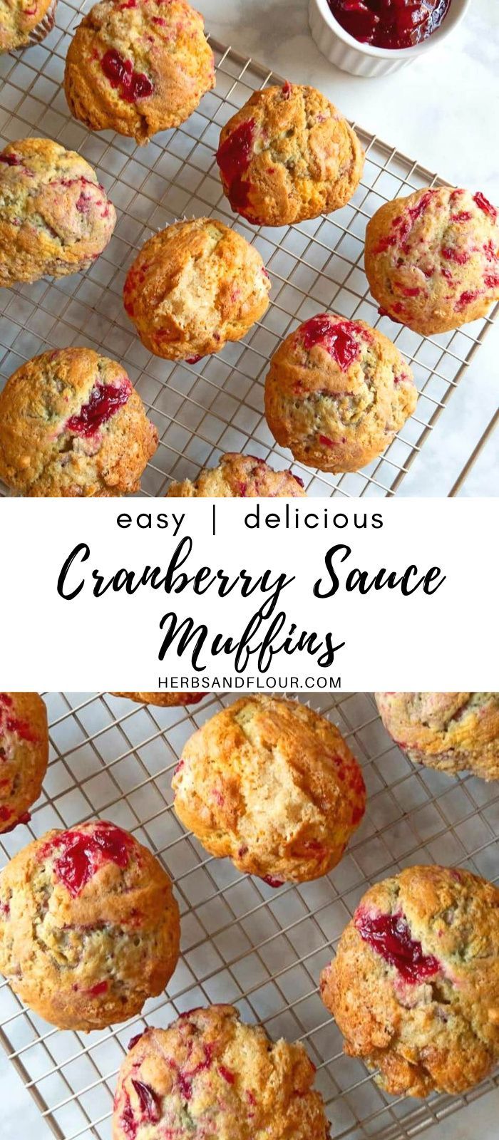 cranberry sauce muffins cooling on a wire rack