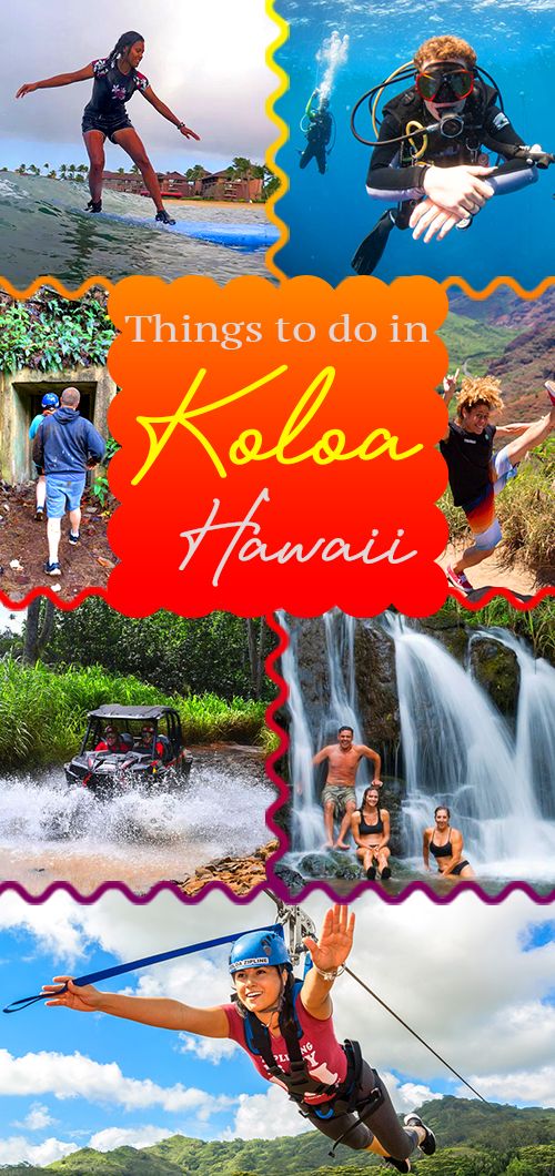 the collage shows people in different places and things to do on koloa hawaii