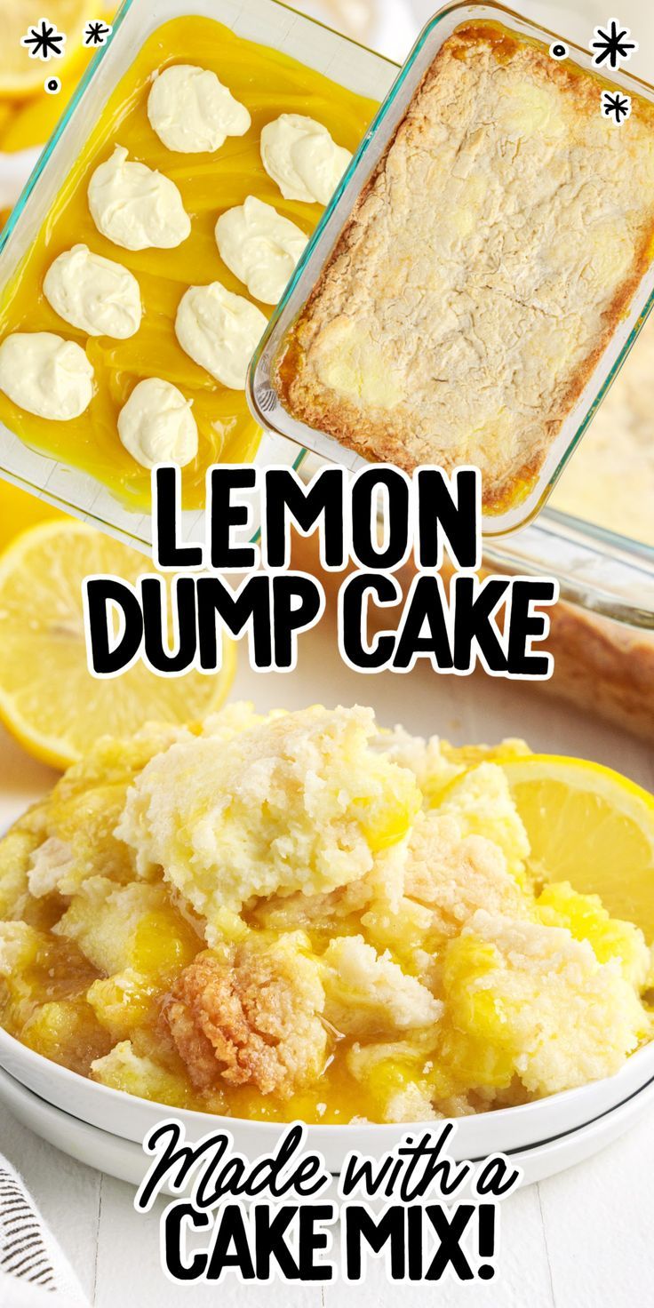 lemon dump cake made with a cake mix