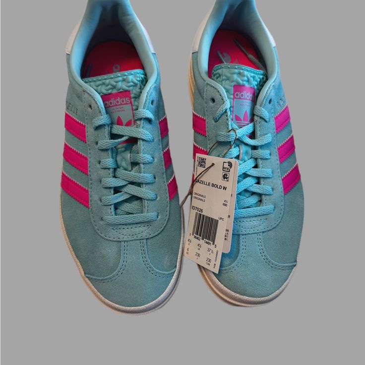 Questions? Leave A Comment Below! Spring Blue Adidas Sneakers, Adidas Gazelle Bold, Gazelle Bold, Adidas Pink, Shoes Adidas, Pink Adidas, Bold Color, Adidas Gazelle, Adidas Shoes