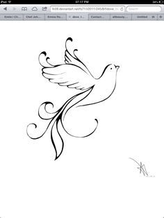 an image of a bird with swirls on it's wings and the word love written