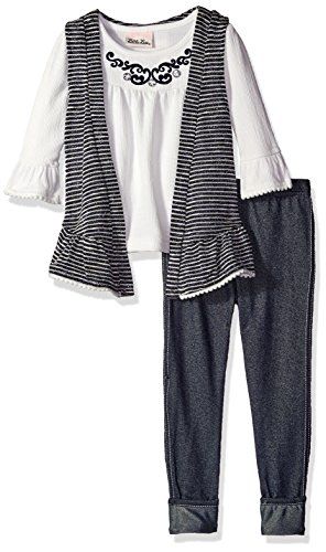 Little Lass Girls' Little Girls' 3 Piece Knit Vest Set Stripes, Ivory - #girls Flower Girl Shoes, Gauze Top, Vest Set, Girls Dress Up, Knit Denim, Amazon Advertising, Pant Sets, Girls Clothing Sets, Girls Toddler