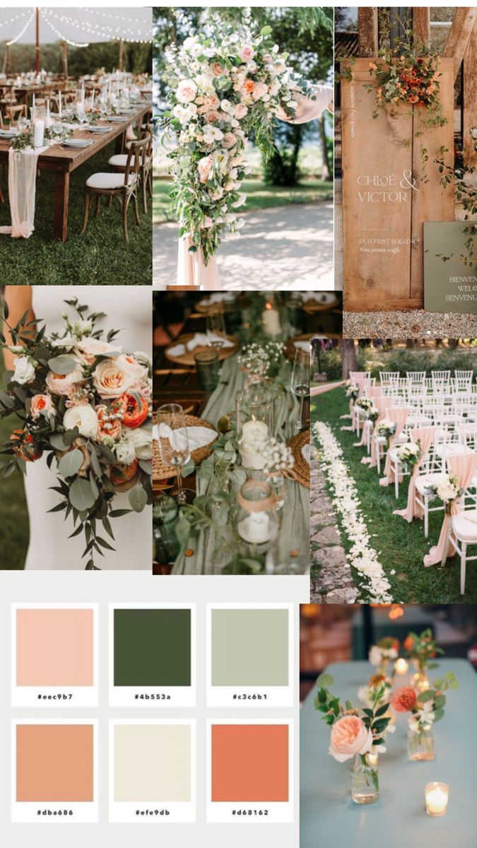 the color palette is peach and green