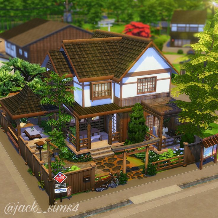 Sims Asian House, Japanese Style House Sims 4, The Sims 4 Houses Ideas Japanese, Sims 4 Japanese Family House, Traditional Japanese House Sims 4, Japanese Home Sims 4, Ts4 Japanese House, Sims 4 Asian House, Sims 4 Mount Komorebi House