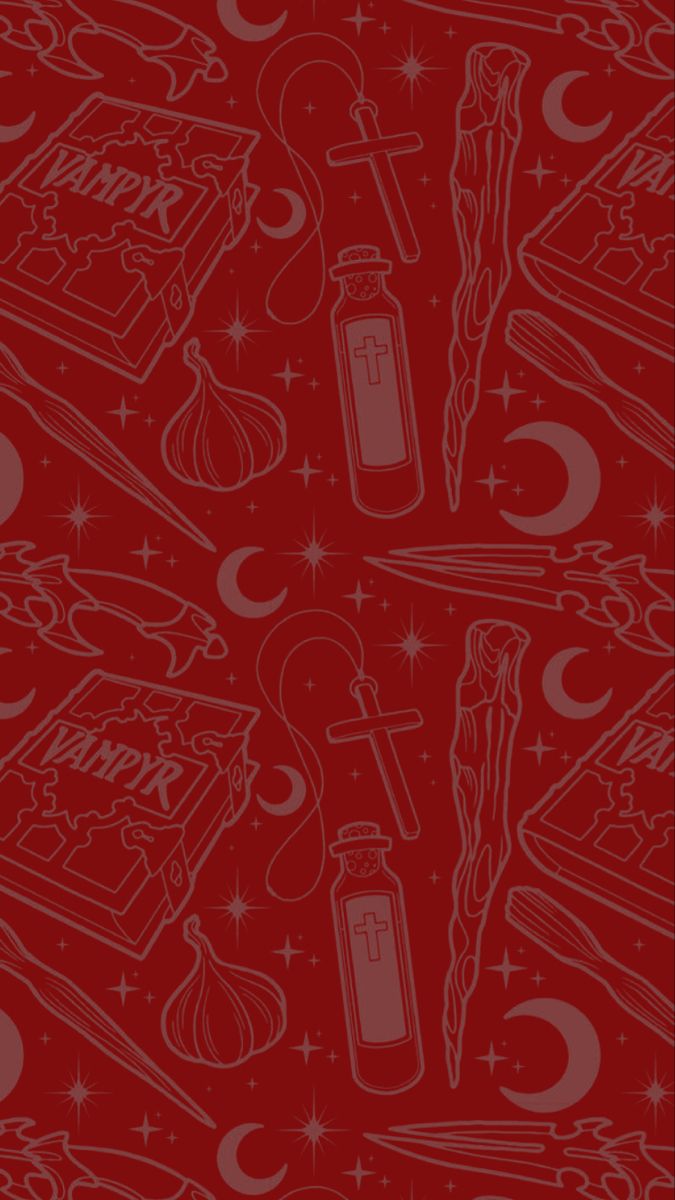 a red background with many different items in the shape of stars and crescents on it