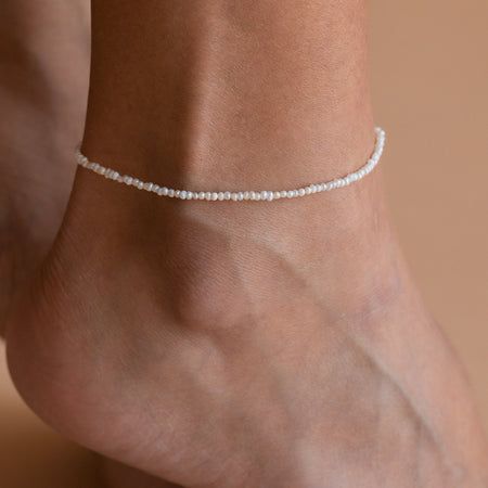 Brinley Dainty Pearl Anklet Grandfather Aesthetic, Aquamarine Stacking Ring, Duo Beads, Pearl Anklet, Gold Rate, Stacking Ring Set, Beaded Anklets, Chain Anklet, Summer Look