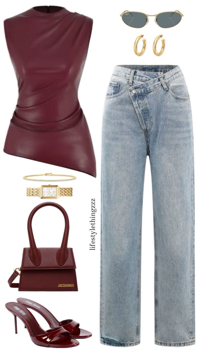 #businesscasual #ootd #goldjewelry Micas Outfit Ideas, Burgundy Outfit, Trend Clothes, Loungewear Fashion, Model Aesthetic, Classy Work Outfits, Fashion Capsule, Causual Outfits, Clothing Websites