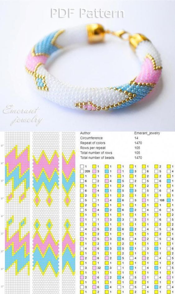 the instructions for how to make a beaded bracelet with different colors and patterns on it