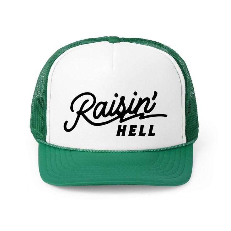 Introducing the Raisin' Hell Trucker Hat, the perfect accessory for country concert goers. With a vintage snapback cap design, this hat adds a cool retro touch to any streetwear look. Embrace your inner western style with this versatile and stylish accessory. Spring Outdoor Trucker Hat With Flat Bill, Vintage Summer Trucker Hat For Outdoor Activities, Retro Summer Trucker Hat For Outdoor, Vintage Snapback Rodeo Hat, Retro Snapback Hats For Rodeo, Retro Snapback Baseball Cap For Rodeo, Casual Flat Brim Baseball Cap For Rodeo, Retro Spring Hats For Streetwear, Urban Summer Hat With Flat Brim