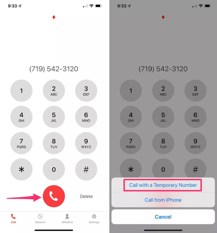 two screens showing the call from phone numbers